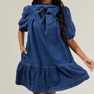 DENIM BOW DRESS